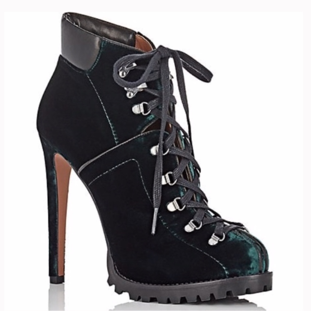 Alaïa Velvet Platform Hiker Boots Rounded toe 10.5